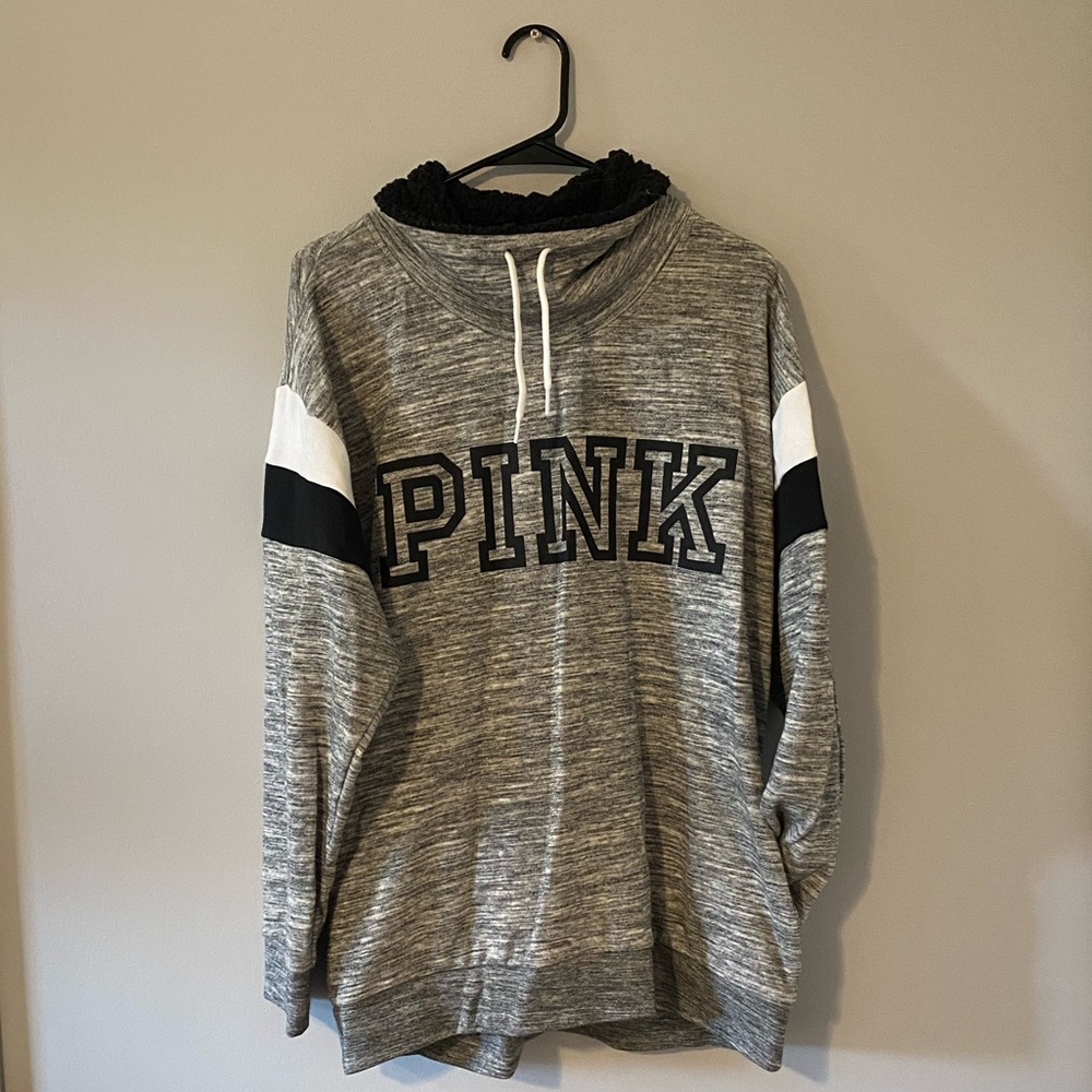 PINK fuzzy neck sweatshirt
